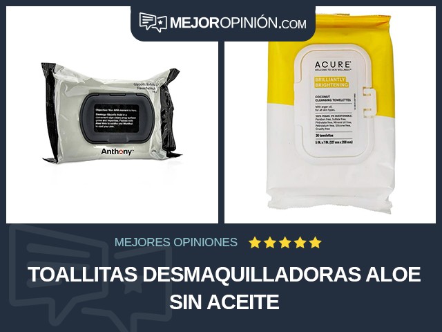 Toallitas desmaquilladoras Aloe Sin aceite