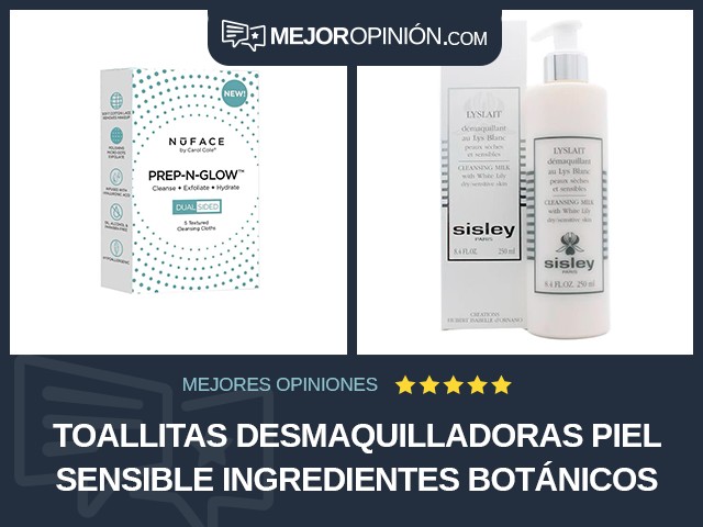 Toallitas desmaquilladoras Piel sensible Ingredientes botánicos