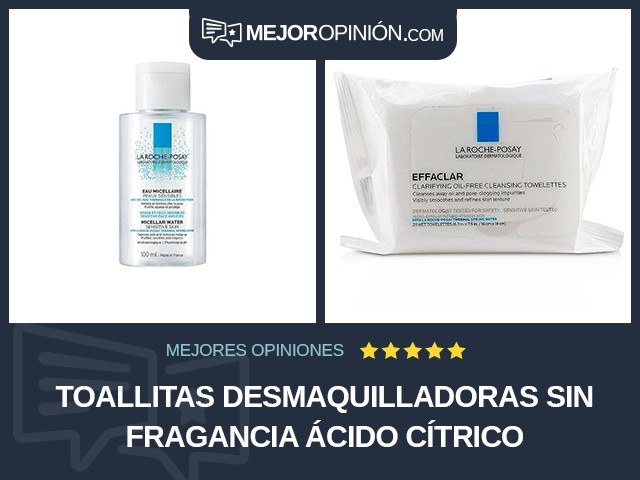 Toallitas desmaquilladoras Sin fragancia Ácido cítrico