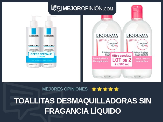 Toallitas desmaquilladoras Sin fragancia Líquido