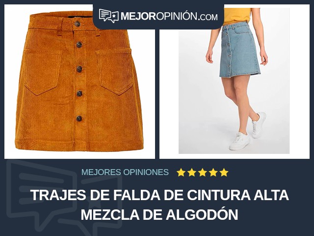 Trajes de falda De cintura alta Mezcla de algodón